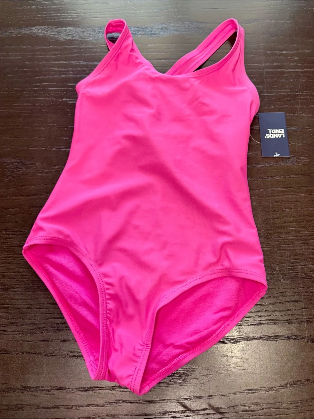 NWT Lands’ End Girls Size Small Sugar Plum Pink One Piece Swimsuit